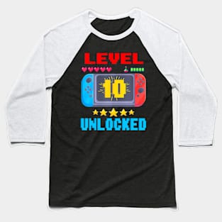 10th Birthday  Level 10  Video  Birthday Baseball T-Shirt